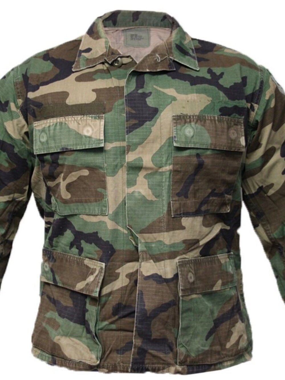 US Military Woodland Camo Top BDU Jacket Button USA Army Pockets Green And Brown